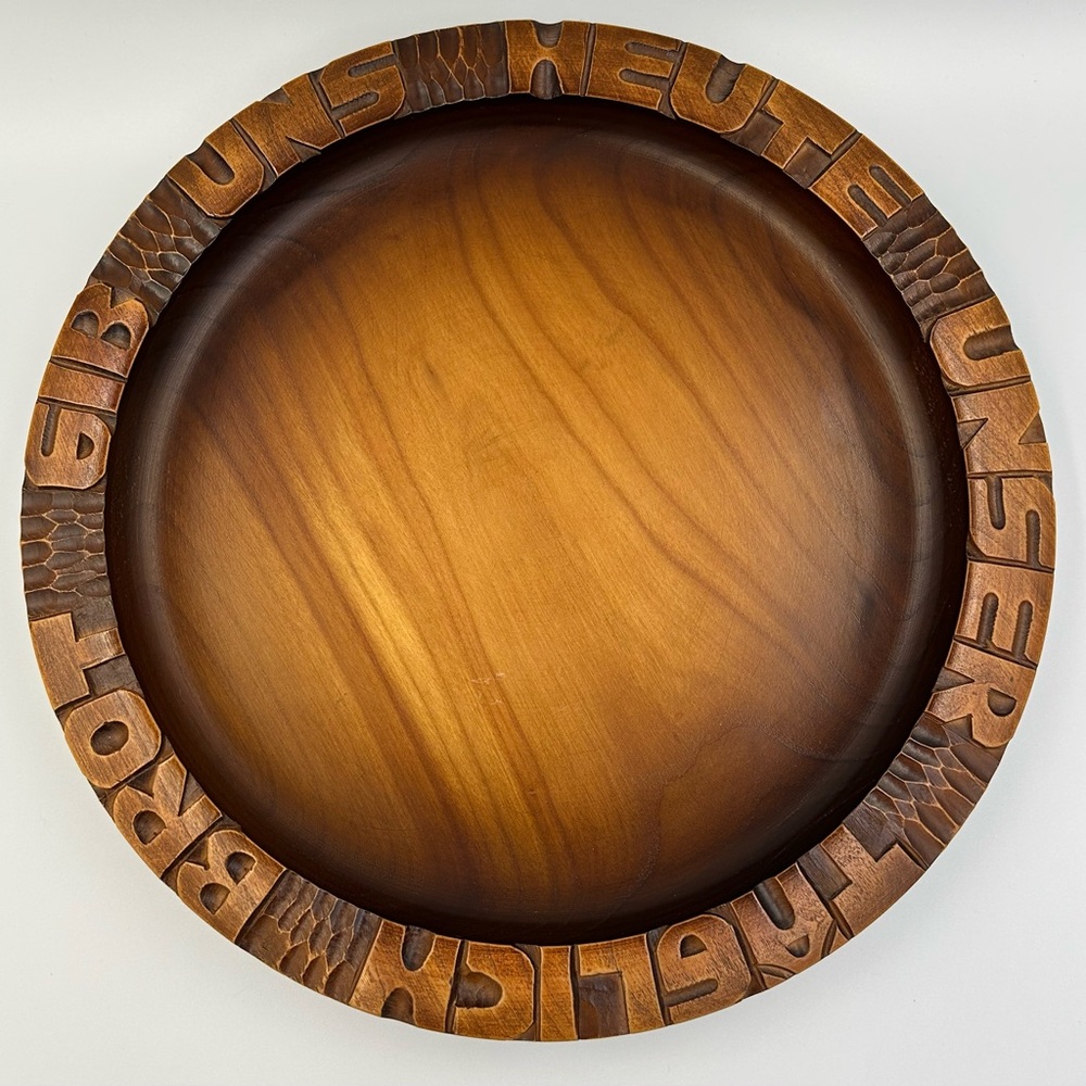 Vintage West Germany Hand Carved Wooden Lord’s Prayer Wall Plate | German MCM